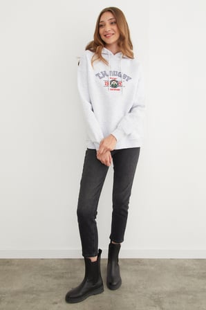 3 İplik Rugby Nakışlı Kapüşonlu Sweatshirt