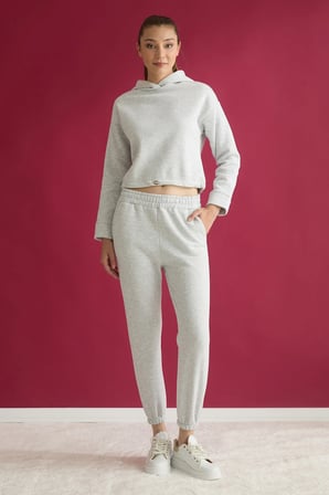 3 İplik Basic Beli Stoperli Jogger Eşofman Takımı