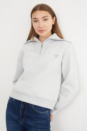 3 İplik Üçgen Metal Armalı Sweatshirt