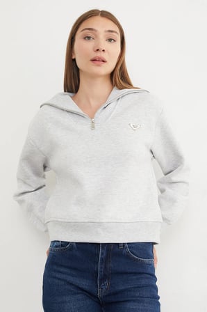 3 İplik Üçgen Metal Armalı Sweatshirt