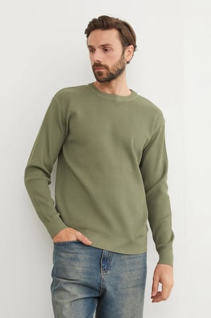 Basic Bisiklet Yaka Triko Kazak