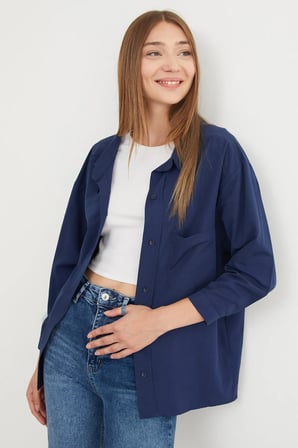 Basic Tek Cepli Oversize Gömlek