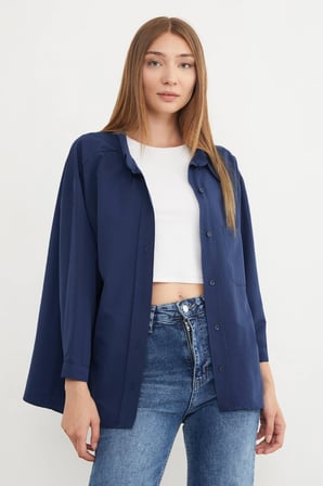 Basic Tek Cepli Oversize Gömlek