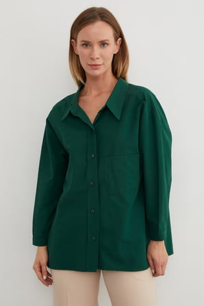 Basic Tek Cepli Oversize Gömlek