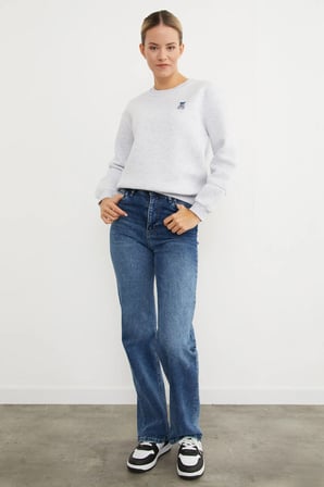 3 İplik Taş İşlemeli Ayıcık Nakışlı Sweatshirt