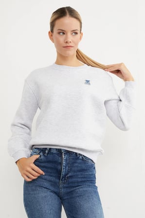 3 İplik Taş İşlemeli Ayıcık Nakışlı Sweatshirt