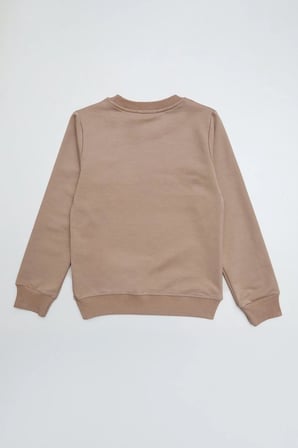 Ayıcık Nakışlı Bisiklet Yaka Kız Çocuk Sweatshirt