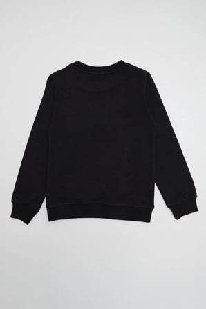Ayıcık Nakışlı Bisiklet Yaka Kız Çocuk Sweatshirt