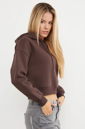 3 İplik Basic Kapüşonlu Sweatshirt