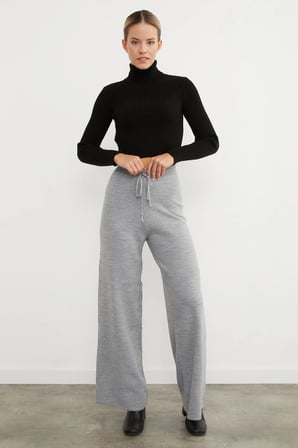 Beli Lastikli Palazzo Triko Pantolon
