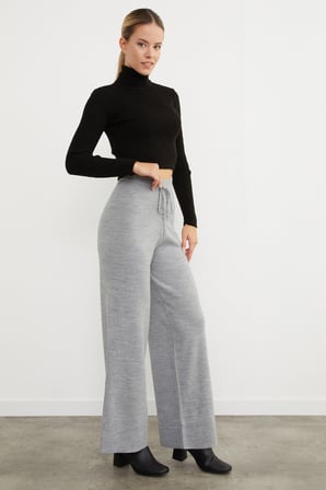 Beli Lastikli Palazzo Triko Pantolon