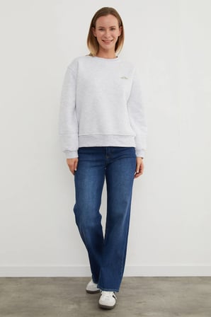3 İplik Metal Aksesuarlı Bisiklet Yaka Sweatshirt