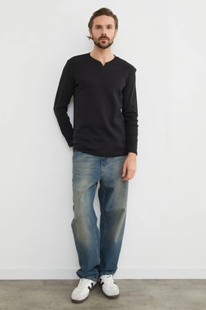 Basic V Yaka Ribanalı Body