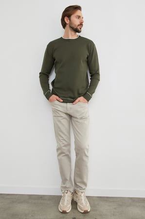 Basic Çizgili Bisiklet Yaka Triko Kazak