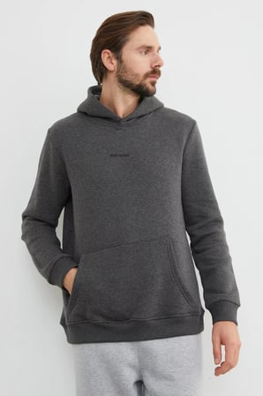 3 İplik Keep Going Yazı Baskılı Kapüşonlu Oversize Sweatshirt