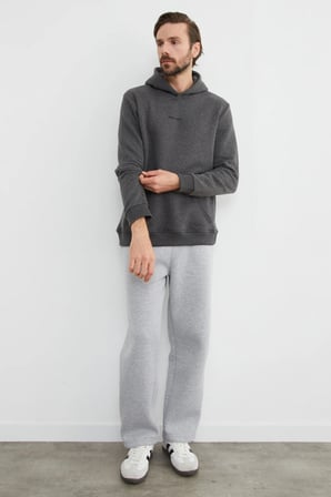 3 İplik Keep Going Yazı Baskılı Kapüşonlu Oversize Sweatshirt