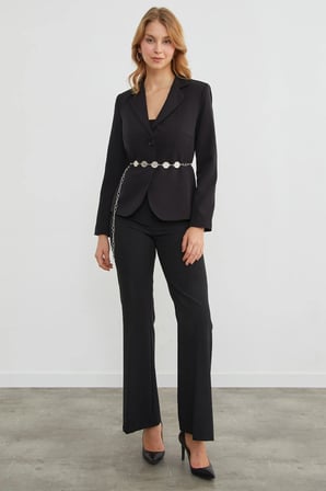 Basic Kruvaze Yaka Slim Fit Ceket