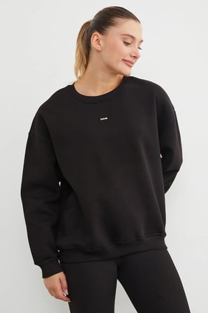 Love Aksesuarlı Bisiklet Yaka Oversize Sweatshirt
