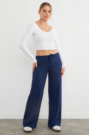 Beli Bağlamalı Bol Paça Modal Pantolon