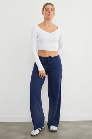 Beli Bağlamalı Bol Paça Modal Pantolon