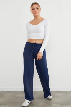 Beli Bağlamalı Bol Paça Modal Pantolon