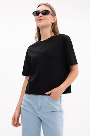 Basic Bisiklet Yaka Modal Tişört