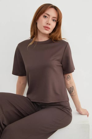 Basic Bisiklet Yaka Modal Tişört