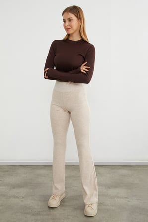 Basic Bisiklet Yaka Parmak Geçmeli Crop Bluz