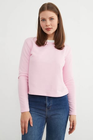 3 İplik Şardonsuz Yakası Ribanalı Sweatshirt