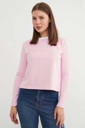 3 İplik Şardonsuz Yakası Ribanalı Sweatshirt