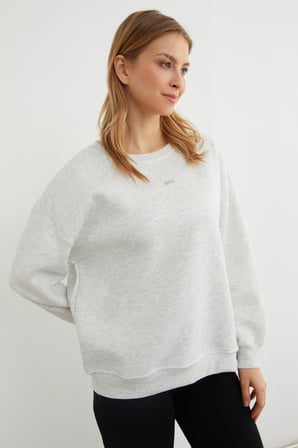 Love Aksesuarlı Bisiklet Yaka Oversize Sweatshirt
