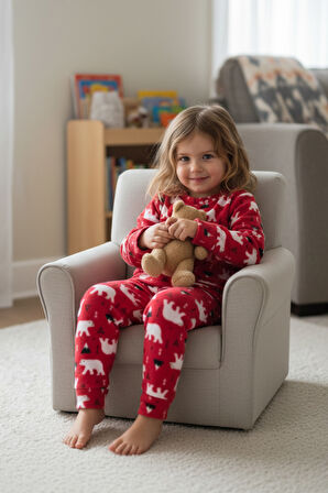 Ev Desenli  Polar Unisex Çocuk Pijama Takımı