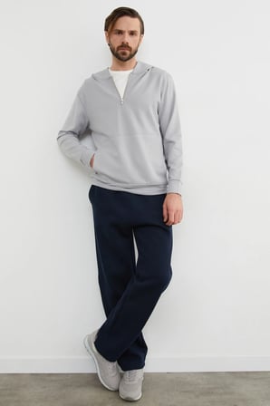 Yarım Fermuarlı Kapüşonlu Modal Sweatshirt