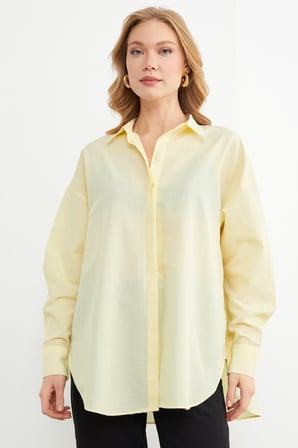 Basic Yırtmaçlı Oversize Gömlek