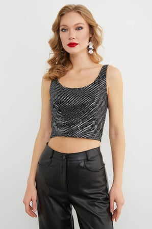 Askılı Pullu Crop Body