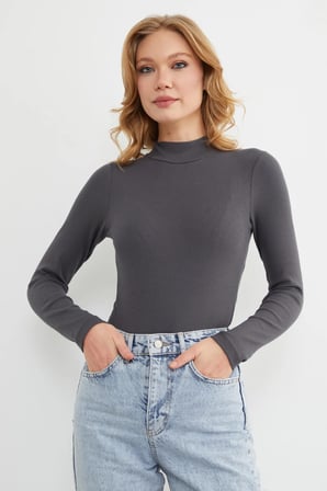 Fitilli Dik Yaka Çıtçıtlı Body