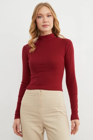 Basic Yarım Balıkçı Yaka Crop Body