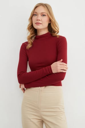 Basic Yarım Balıkçı Yaka Crop Body