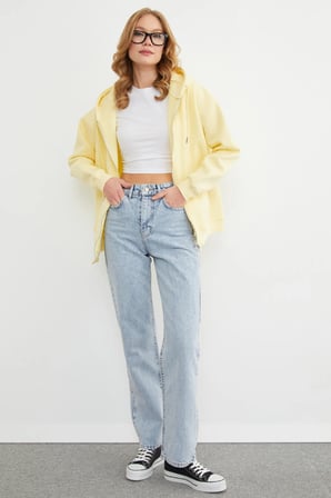 Basic Fermuarlı Kapüşonlu Oversize Sweatshirt