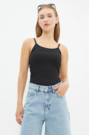 Fitilli İp Askılı Kaplı Çıtçıtlı Body