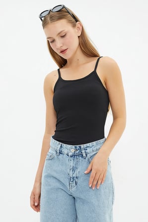 Fitilli İp Askılı Kaplı Çıtçıtlı Body