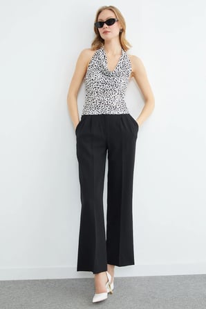 Beli Lastikli Pileli Palazzo Pantolon