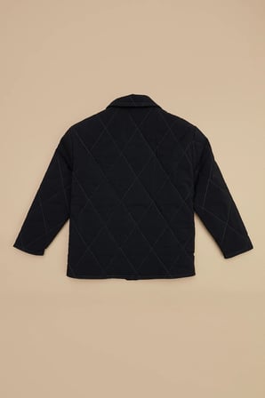 Baklava Desen Kapitone Oversize Kız Çocuk Mont
