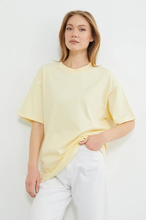 Basic Bisiklet Yaka Oversize Tişört