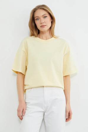 Basic Bisiklet Yaka Oversize Tişört