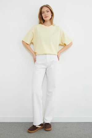 Basic Bisiklet Yaka Oversize Tişört