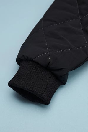 Baklava Desen Kapitone Kapüşonlu Unisex Çocuk Mont