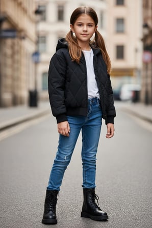 Baklava Desen Kapitone Kapüşonlu Unisex Çocuk Mont
