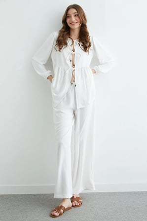 Fullamodest Önü Bağlamalı Ayrobin Kimono 2 Li Takım