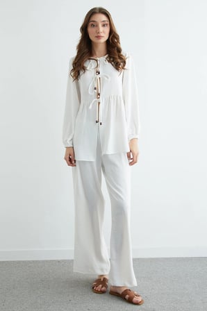 Fullamodest Önü Bağlamalı Ayrobin Kimono 2 Li Takım